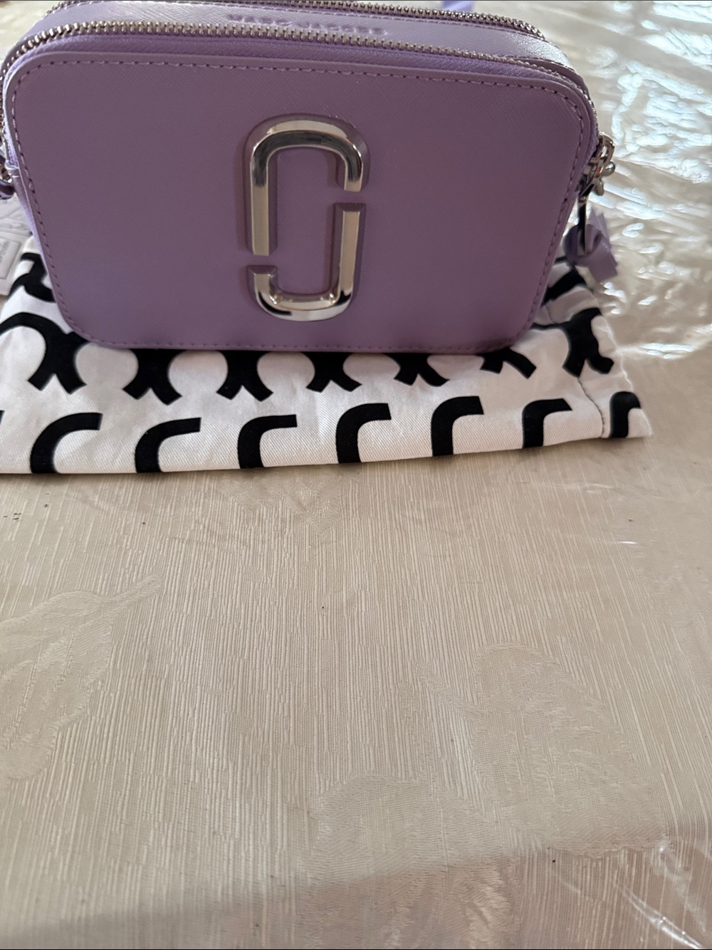 Marc Jacobs Lilac Double Compartment Crossbody Bag with Silver Hardware